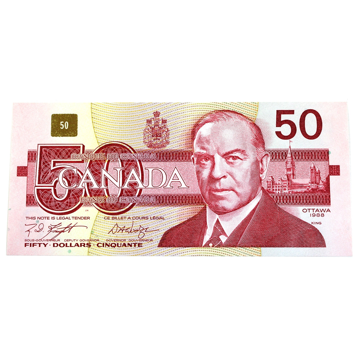 BC-59d 1988 Canada $50 Knight-Dodge, FHZ, Uncirculated (MS60)