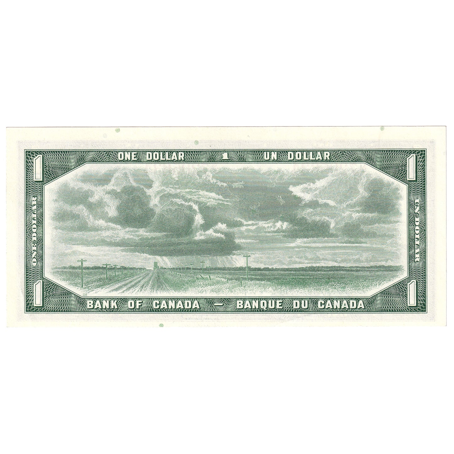BC-37b 1954 Canada $1 Beattie-Rasminsky, G/Y, AU-UNC (AU55)