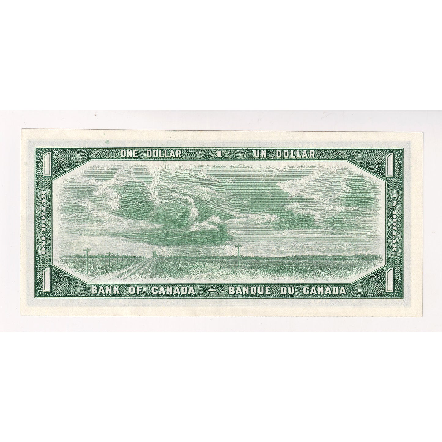 BC-37b 1954 Canada $1 Beattie-Rasminsky, S/Y, Almost Uncirculated (AU50)