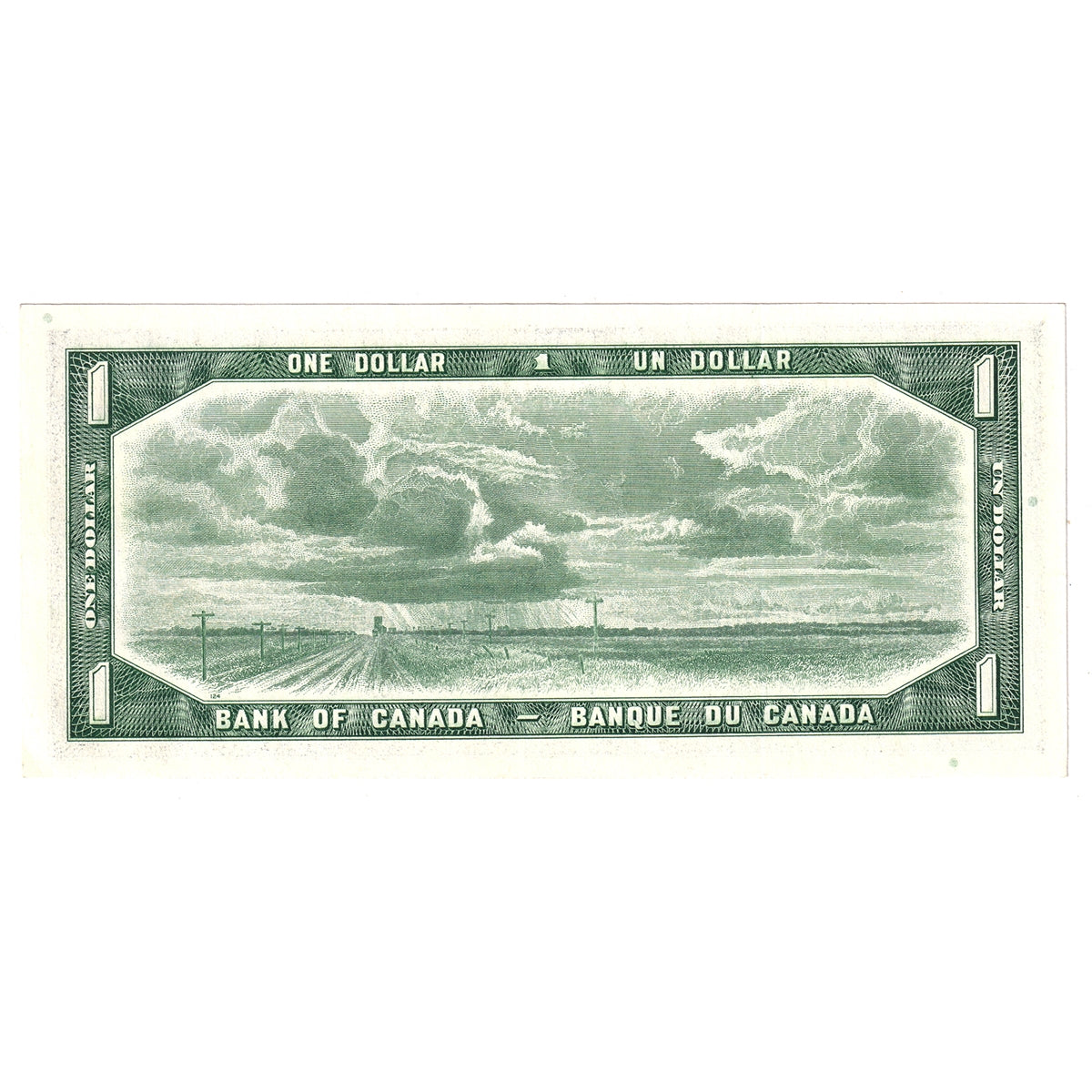 BC-37b-i 1954 Canada $1 Beattie-Rasminsky, R/Z, AU-UNC (AU55)