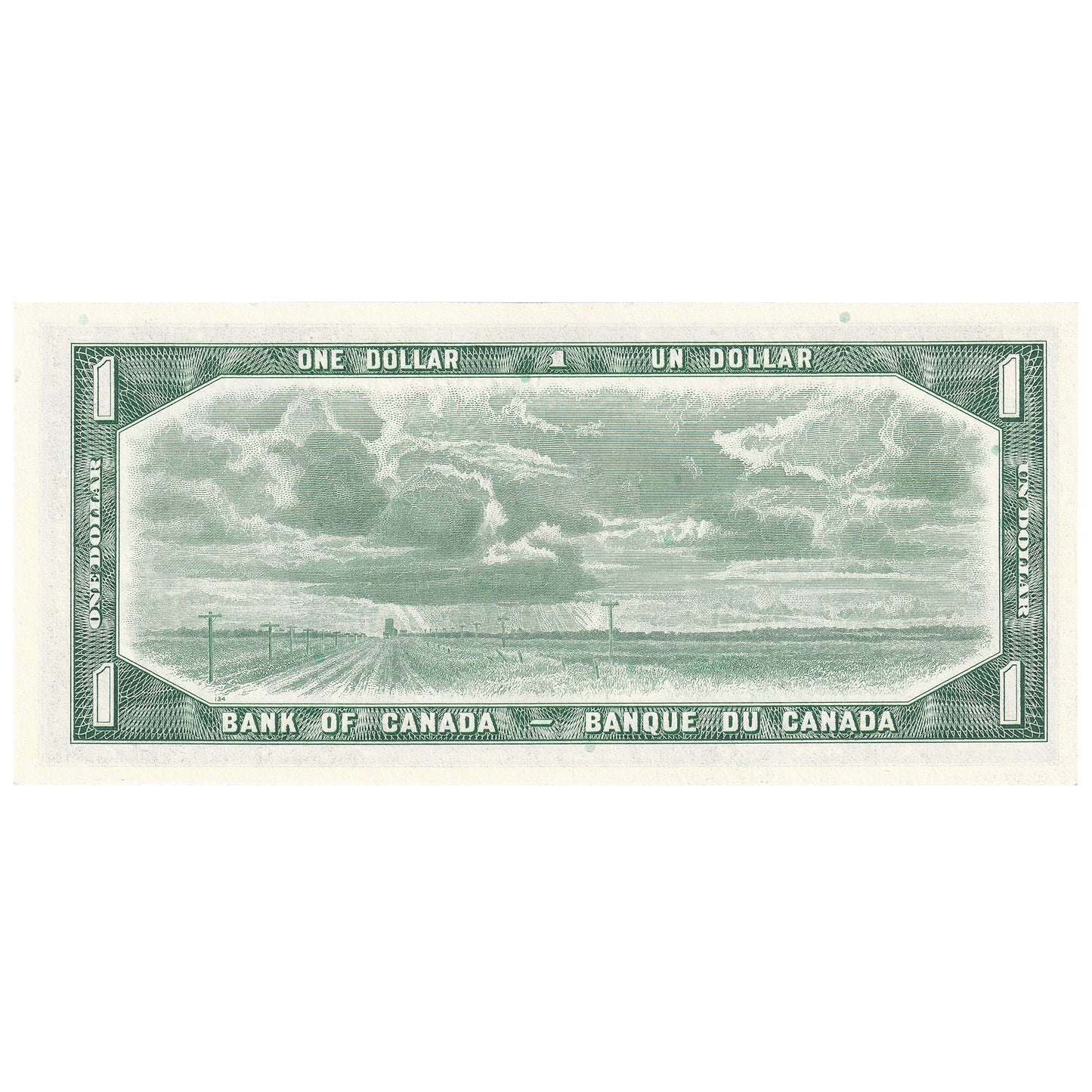 BC-37b-i 1954 Canada $1 Beattie-Rasminsky, U/Z, Uncirculated (MS60)
