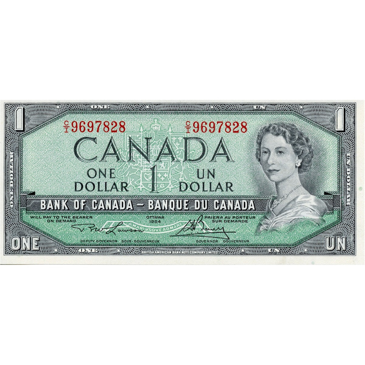 BC-37d 1954 Canada $1 Lawson-Bouey, C/I, UNC