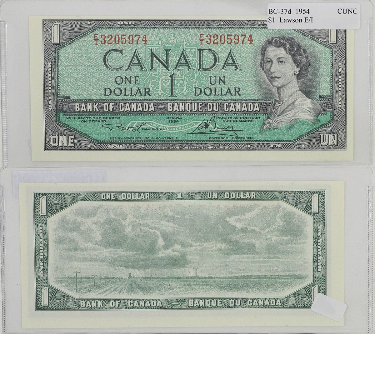 BC-37d 1954 Canada $1 Lawson-Bouey, E/I, Choice Uncirculated (CUNC63)