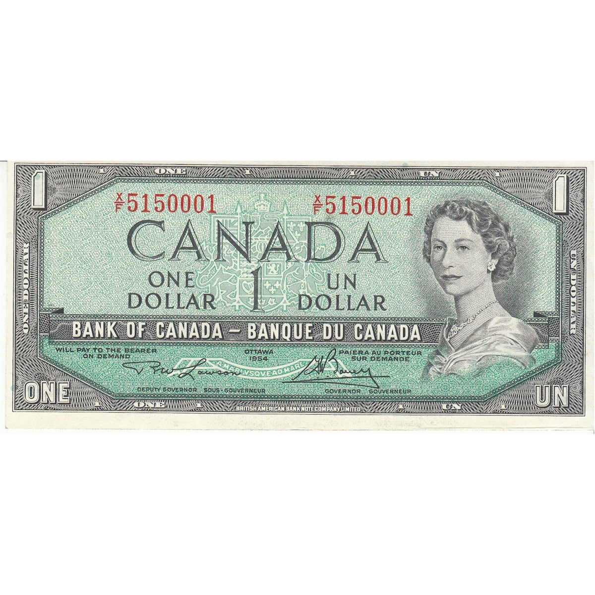 BC-37d 1954 Canada $1 Lawson-Bouey, X/F, AU