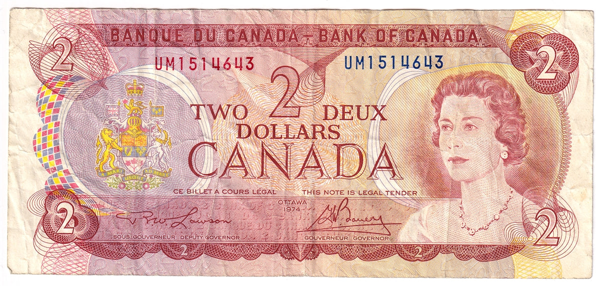 BC-47a 1974 Canada $2 Lawson-Bouey, UM, CIRC