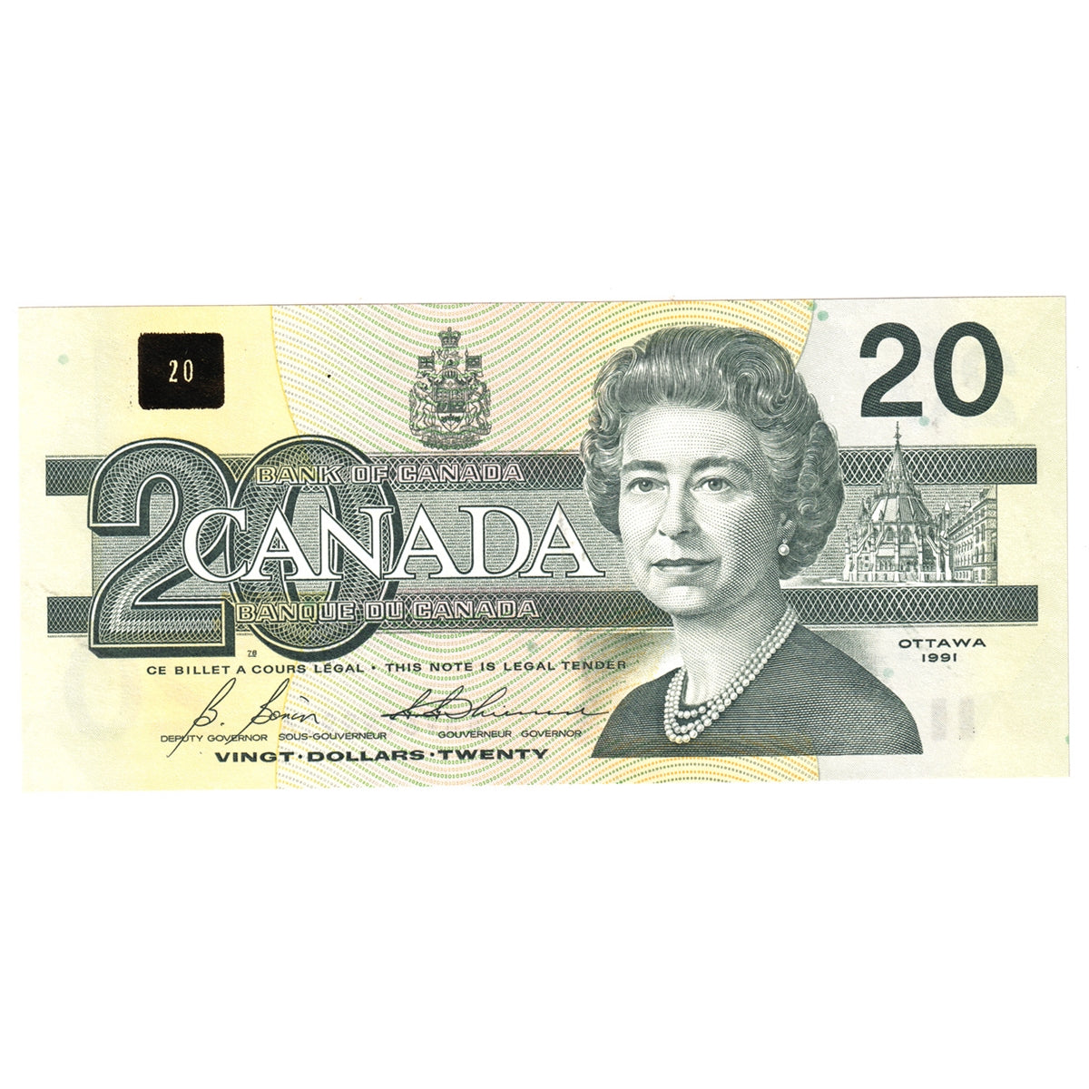 BC-58b-i-N1-iii 1991 Canada $20 Bonin-Thiessen, 3 digit RADAR, ASV, Choice Uncirculated (CUNC63)
