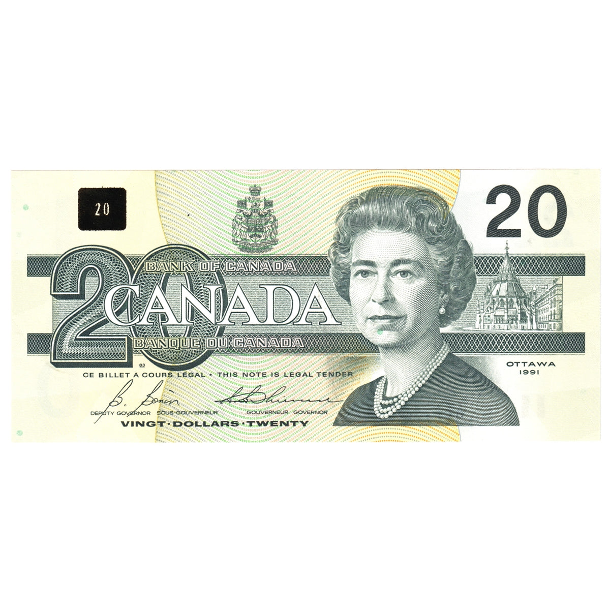 BC-58b-i-N1-iii 1991 Canada $20 Bonin-Thiessen, 4 digit RADAR, ASU, Choice Uncirculated (CUNC63)