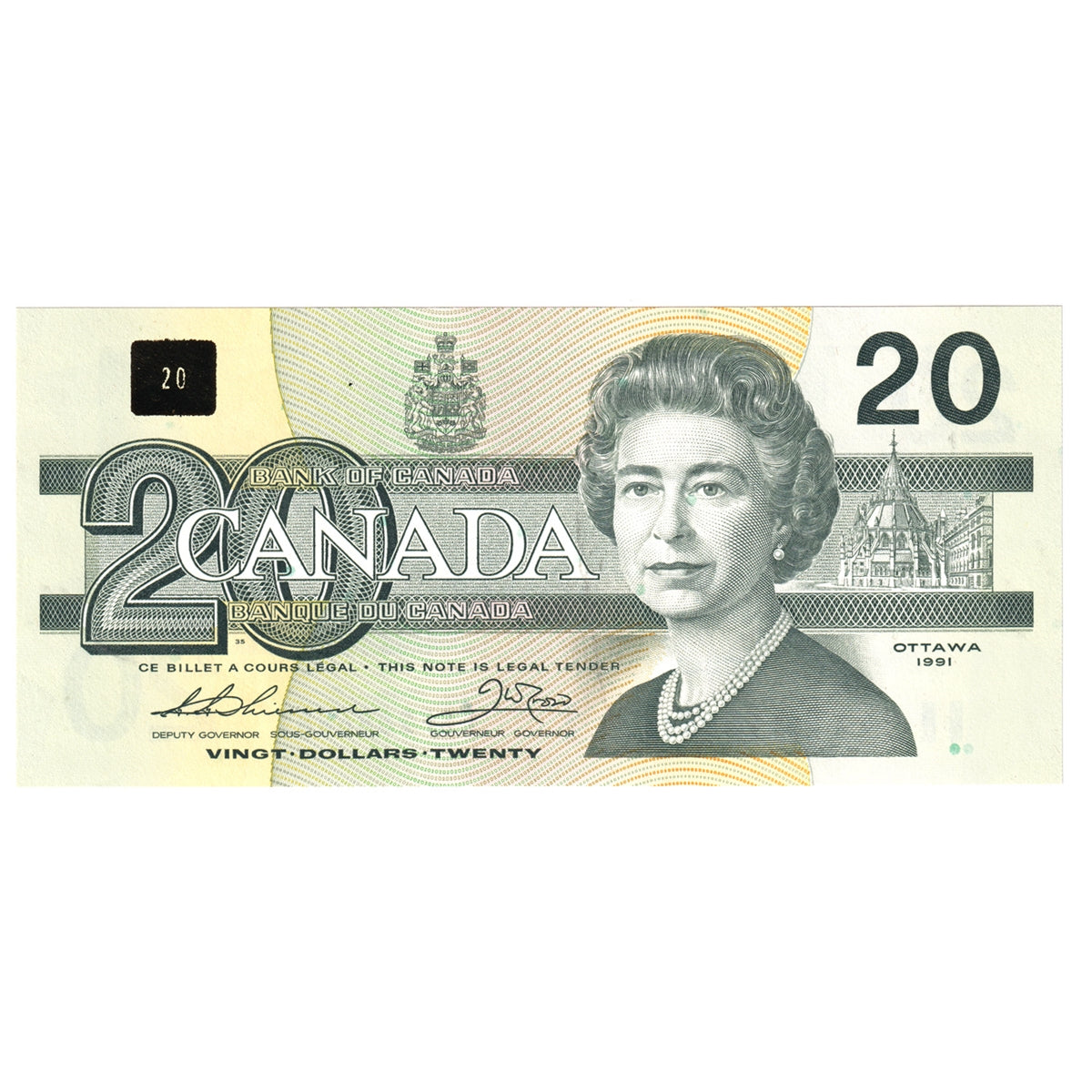 BC-58a-N1-iii 1991 Canada $20 Thiessen-Crow, 3 digit RADAR, ESF, Choice Uncirculated (CUNC63)