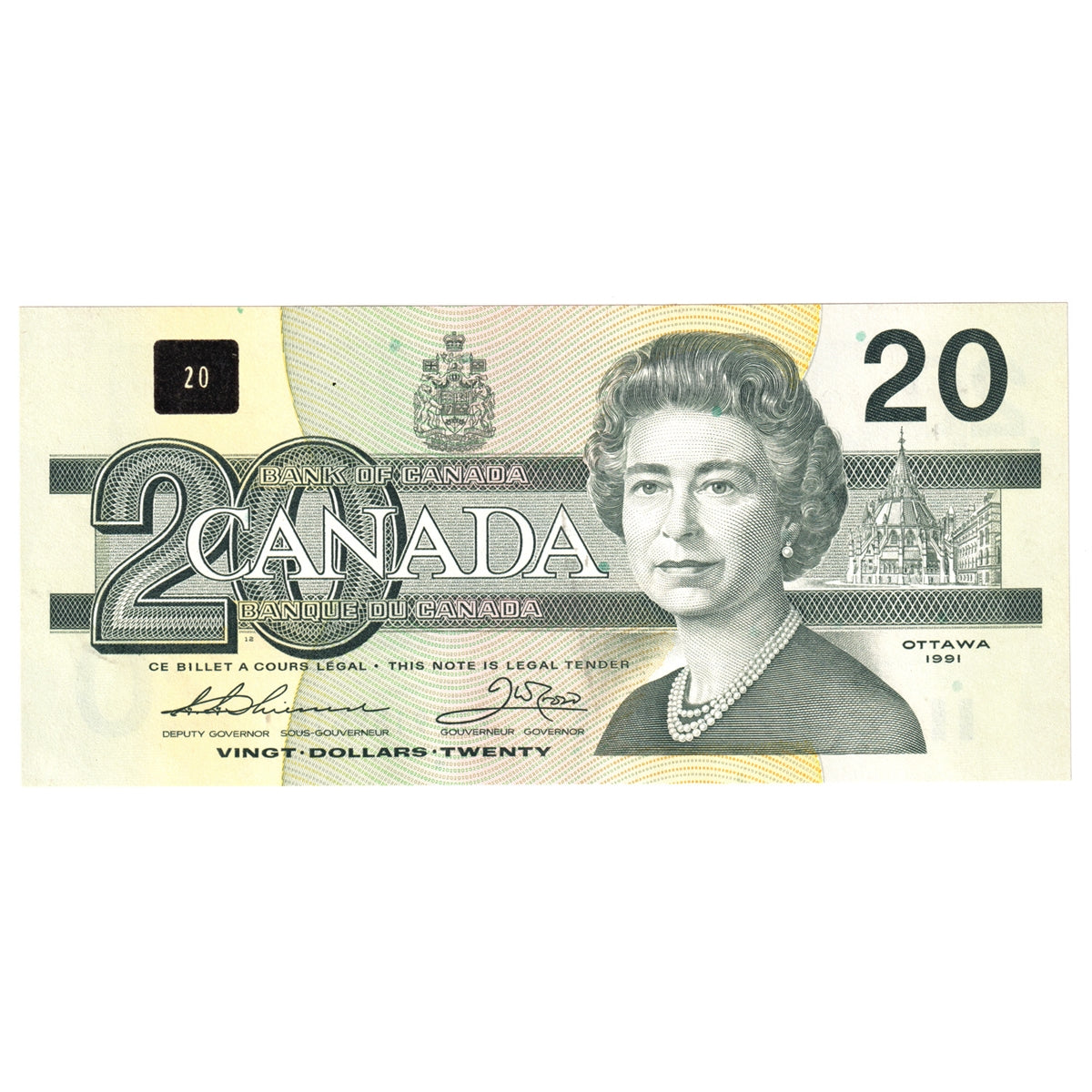 BC-58a-i-N1-iii 1991 Canada $20 Thiessen-Crow, 3 digit RADAR, EIP, Choice Uncirculated (CUNC63)