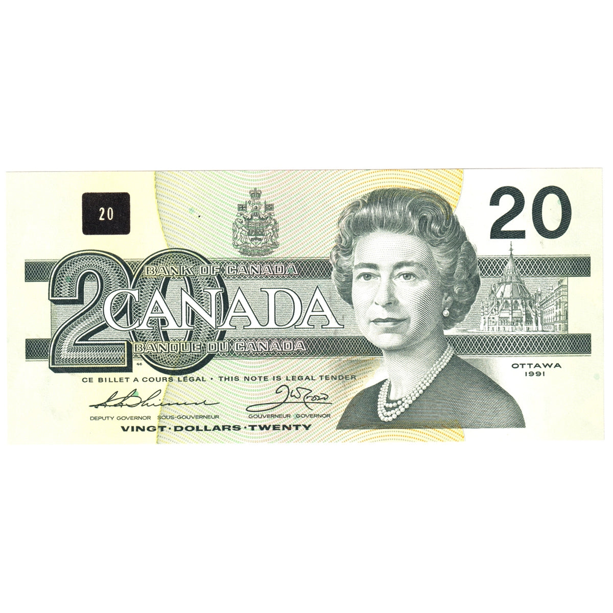 BC-58a-i-N1-iii 1991 Canada $20 Thiessen-Crow, 3 digit RADAR, EIT, Choice Uncirculated (CUNC63)