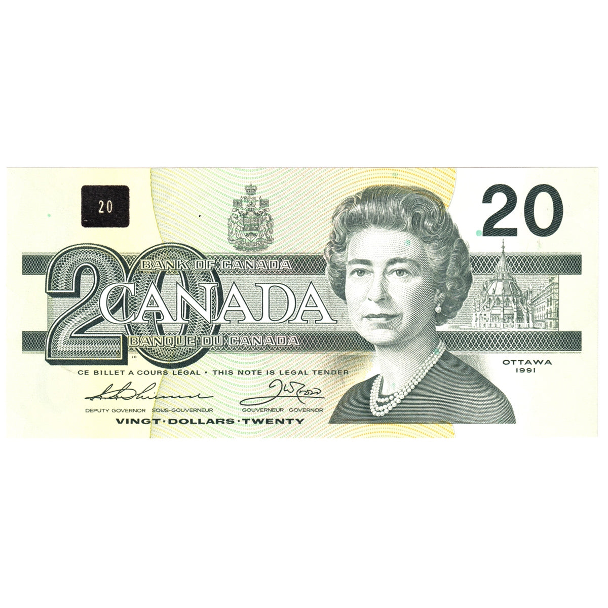 BC-58a-i-N1-iii 1991 Canada $20 Thiessen-Crow, 3 digit RADAR, EIM, Choice Uncirculated (CUNC63)