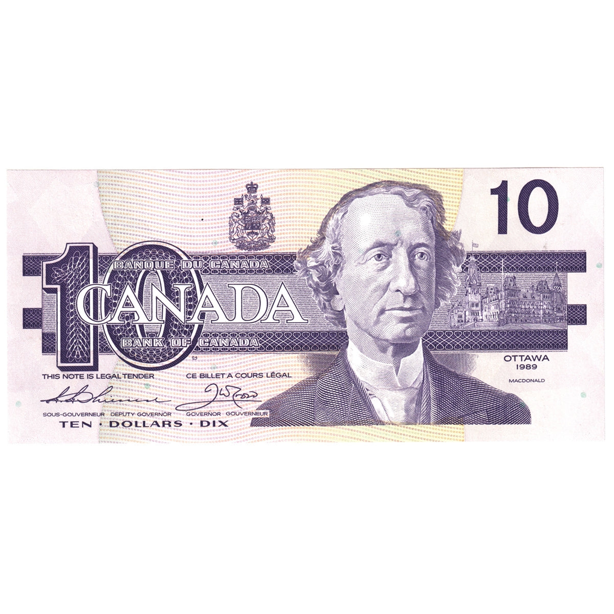 BC-57a-N1-iii 1989 Canada $10 Thiessen-Crow, 3 digit RADAR, ATD, Choice Uncirculated (CUNC63)