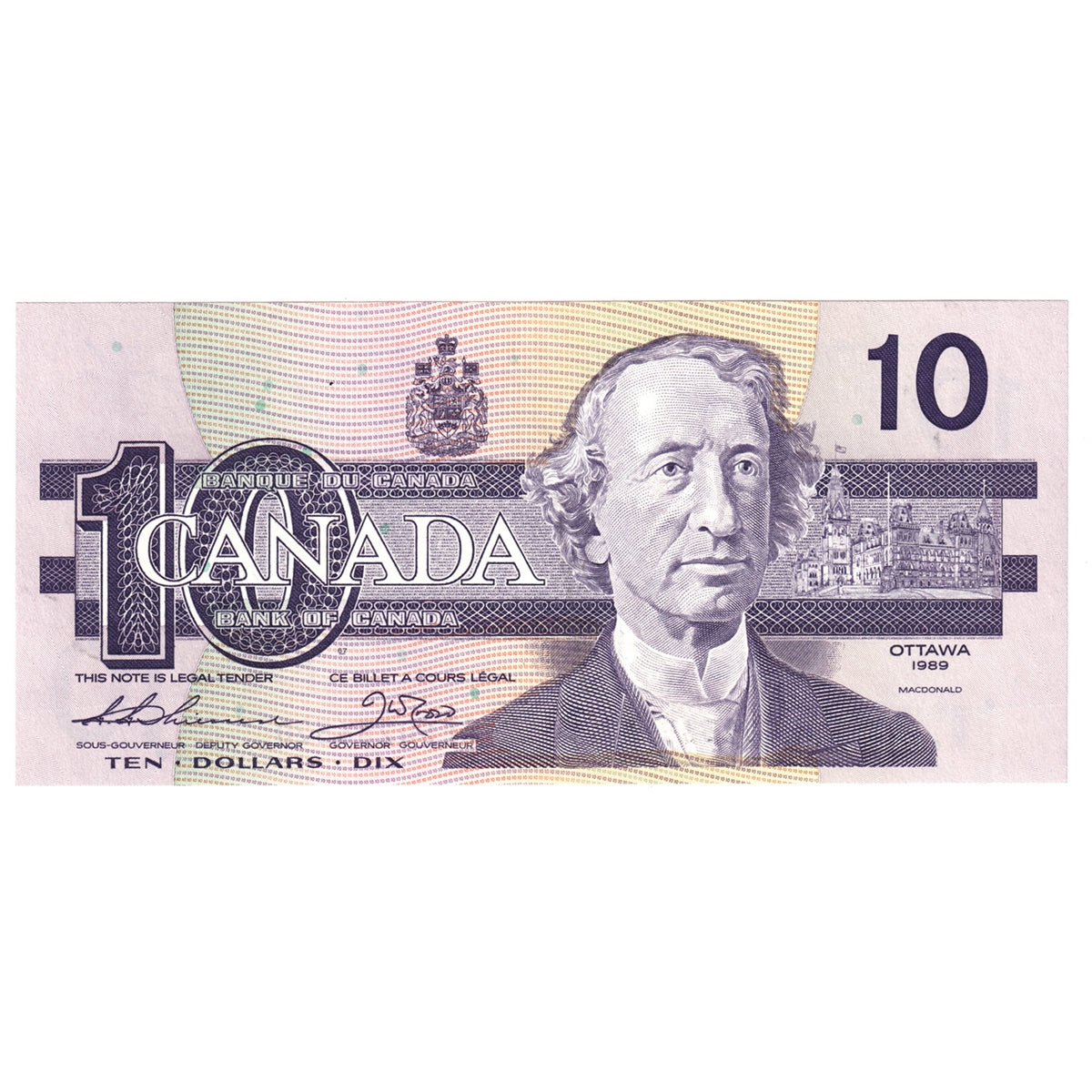 BC-57a-N1-iii 1989 Canada $10 Thiessen-Crow, 4 digit RADAR, AES, Choice Uncirculated (CUNC63)