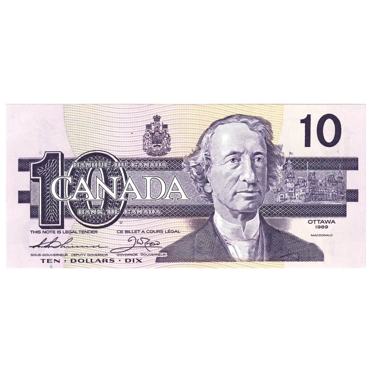 BC-57a-N1-iii 1989 Canada $10 Thiessen-Crow, 4 digit RADAR, BDD, Choice Uncirculated (CUNC63)