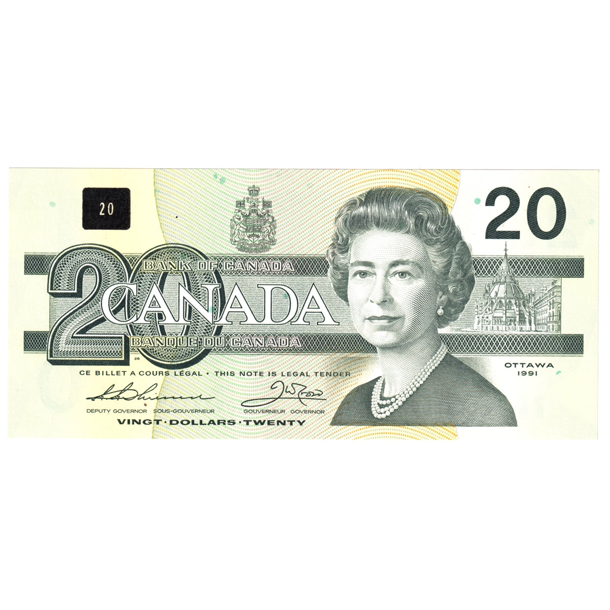 BC-58a-i 1991 Canada $20 Thiessen-Crow, EIN, Choice Uncirculated (CUNC63)
