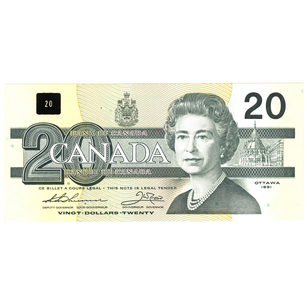BC-58a-ii 1991 Canada $20 Thiessen-Crow, AIS, Choice Uncirculated (CUNC63)
