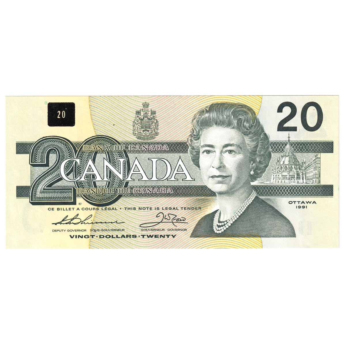 BC-58aA-ii 1991 Canada $20 Thiessen-Crow, AIX Without Serifs, Uncirculated (MS60)