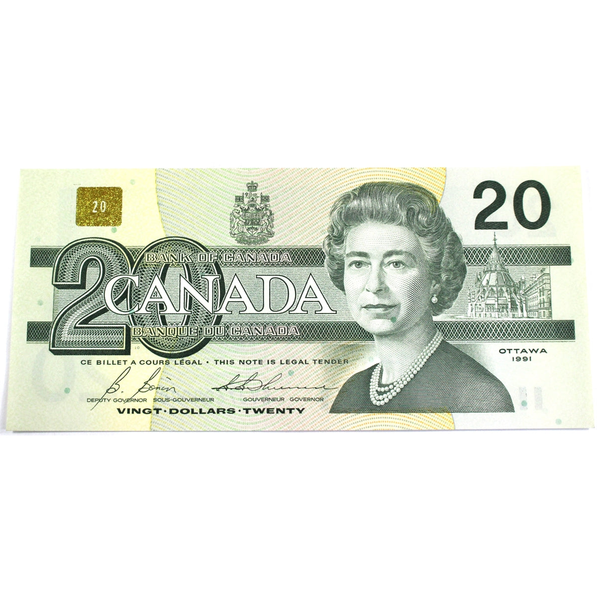 BC-58b 1991 Canada $20 Bonin-Thiessen, EVJ, AU-UNC (AU55)