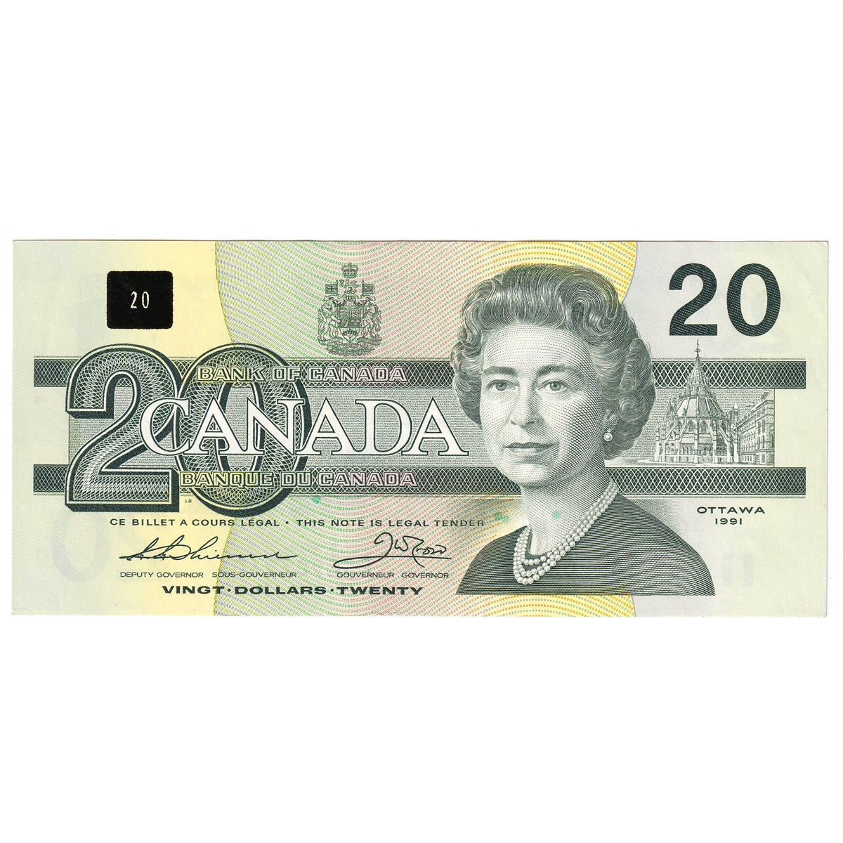 BC-58a 1991 Canada $20 Thiessen-Crow, ESE, Almost Uncirculated (AU50)