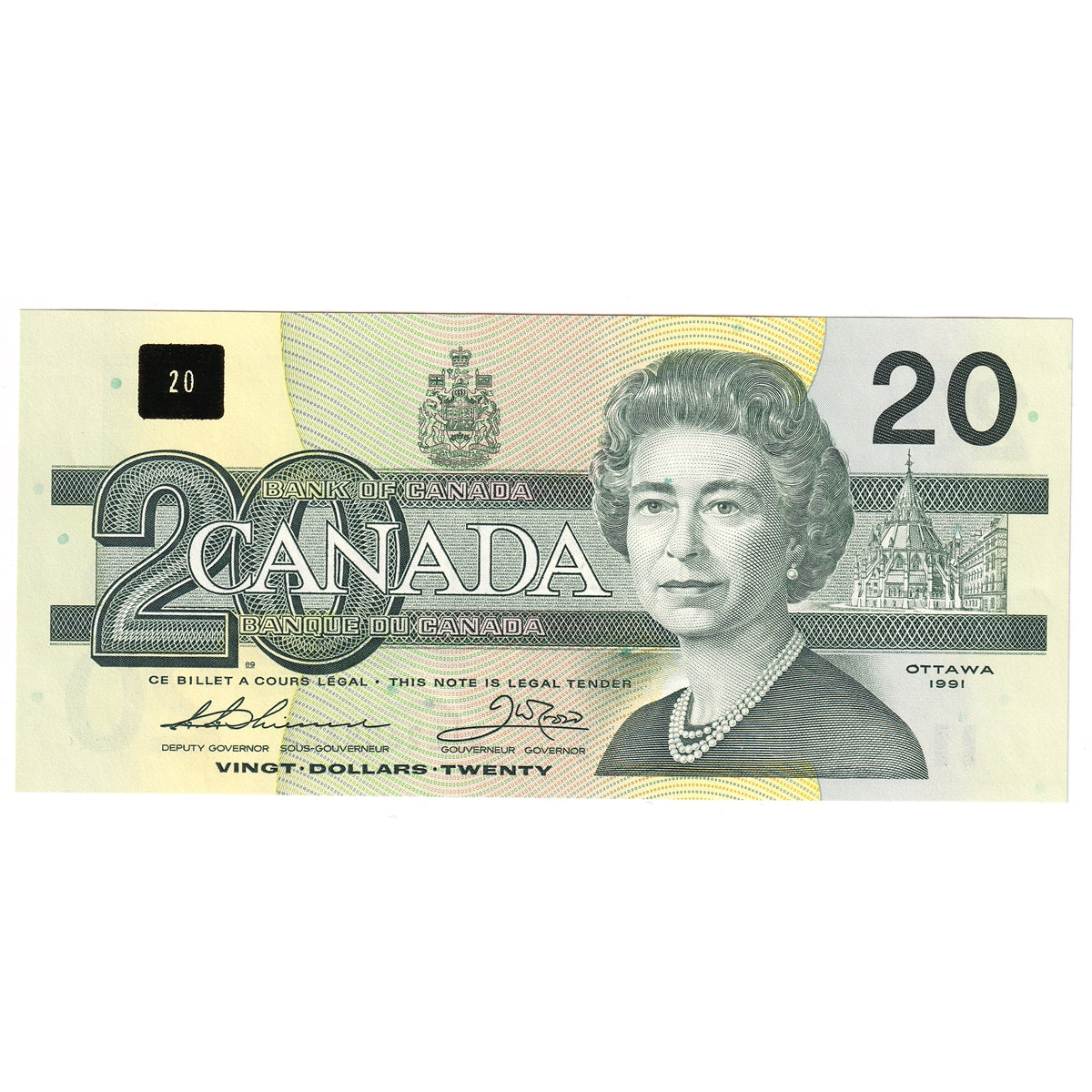 BC-58a-ii 1991 Canada $20 Thiessen-Crow, AIL, AU-UNC