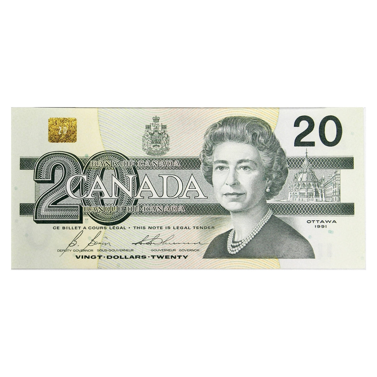 BC-58b 1991 Canada $20 Bonin-Thiessen, EVS, AU-UNC