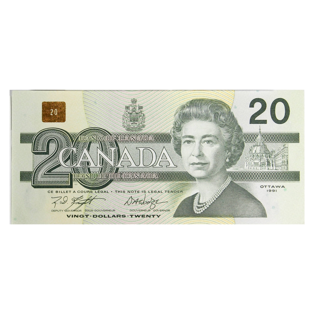 BC-58d 1991 Canada $20 Knight-Dodge, EWE, AU-UNC (AU55)
