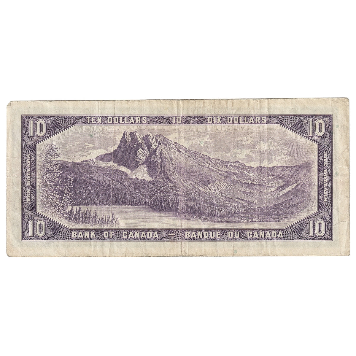 BC-40b 1954 Canada $10 Beattie-Rasminsky, P/T, F-VF (F15)