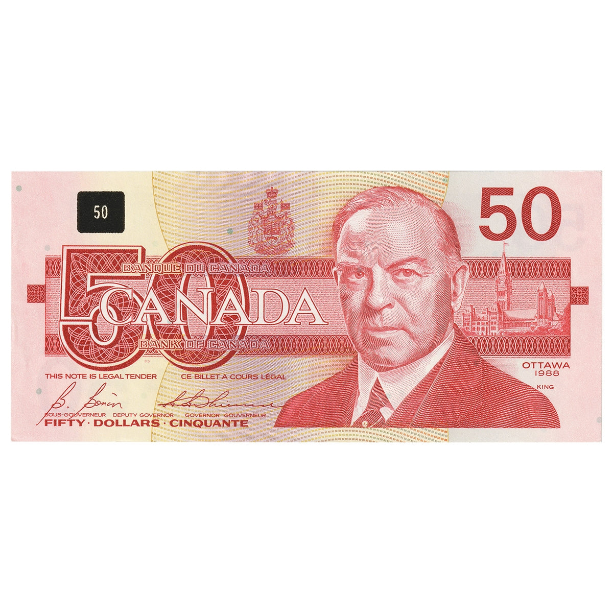 BC-59b 1988 Canada $50 Bonin-Thiessen, FHS, Almost Uncirculated (AU50)