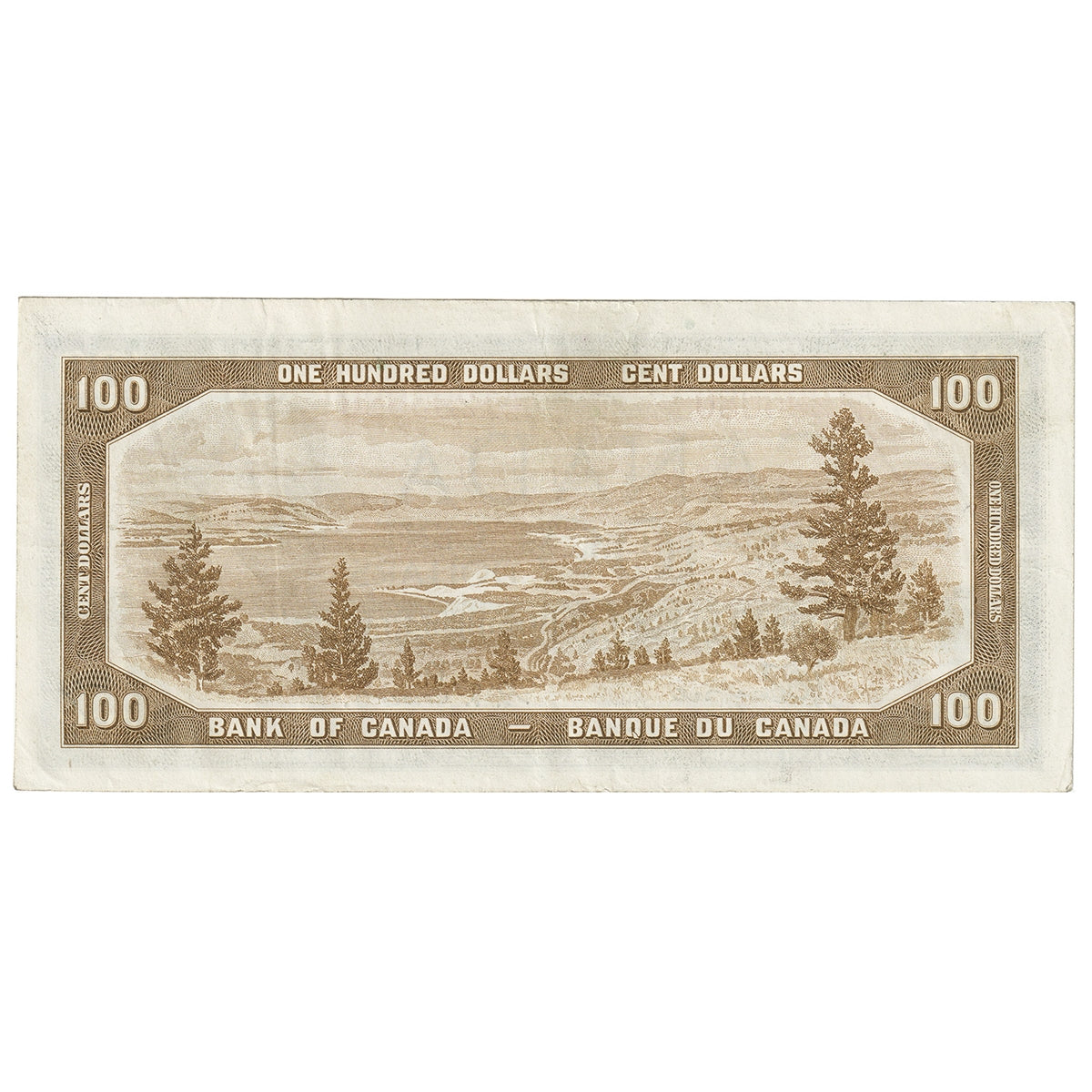 BC-35a 1954 Canada $100 Coyne-Towers, Devil's Face, A/J, VF-EF (VF30)