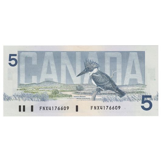 BC-56bA 1986 Canada $5 Thiessen-Crow, FNX Below 7.08M, AU-UNC