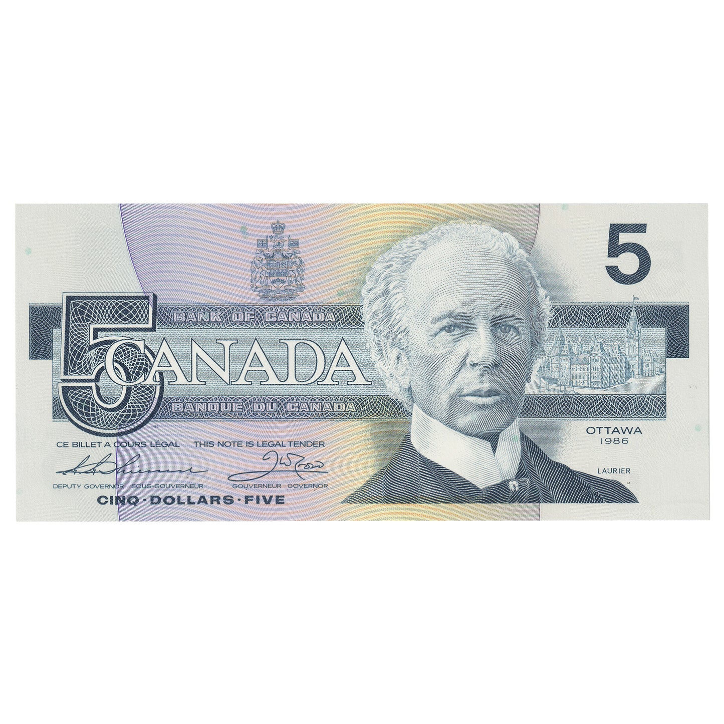BC-56bA 1986 Canada $5 Thiessen-Crow, FNX Below 7.08M, AU-UNC
