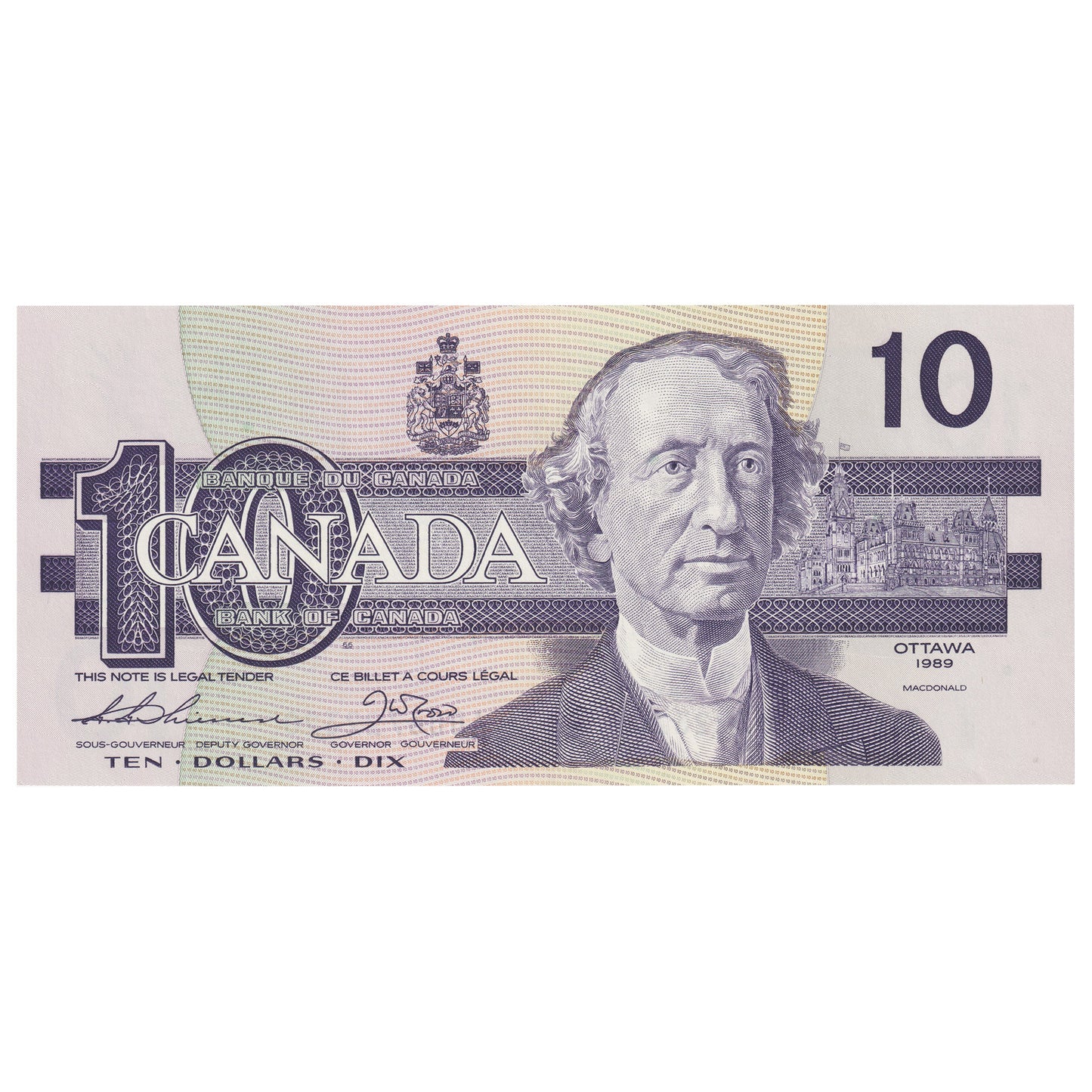 BC-57a 1989 Canada $10 Thiessen-Crow, ADC, AU-UNC (AU55)