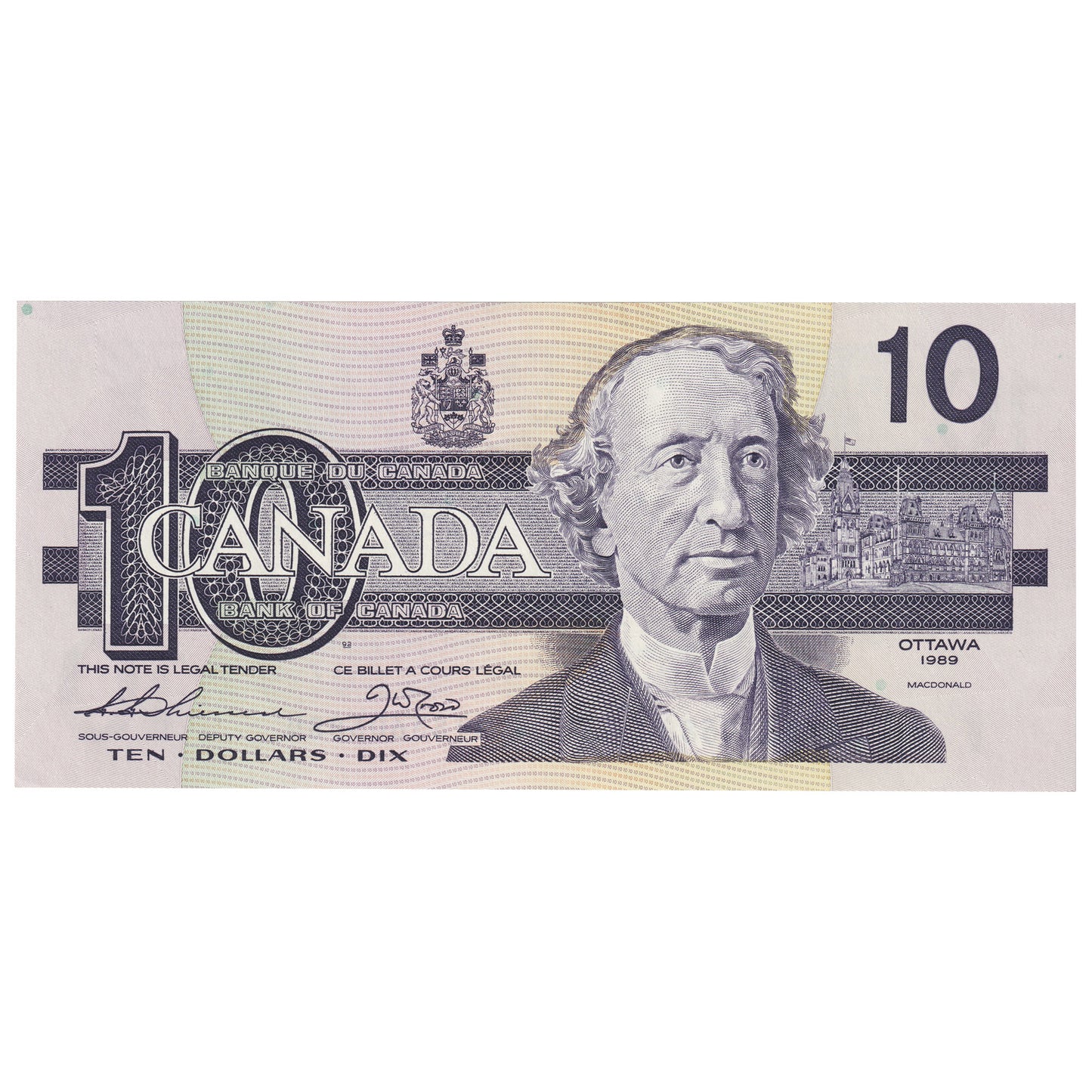 BC-57a 1989 Canada $10 Thiessen-Crow, ATS, AU-UNC