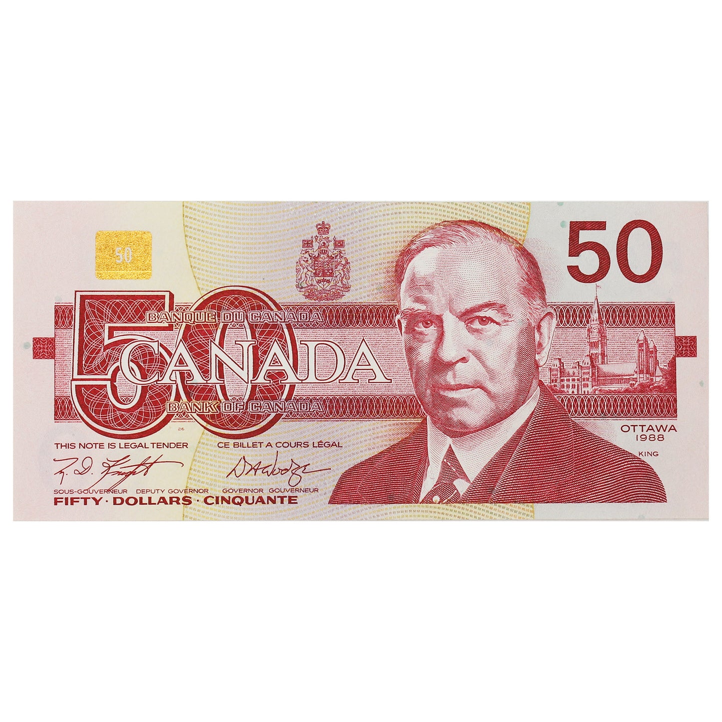 BC-59d 1988 Canada $50 Knight-Dodge, FHV, AU