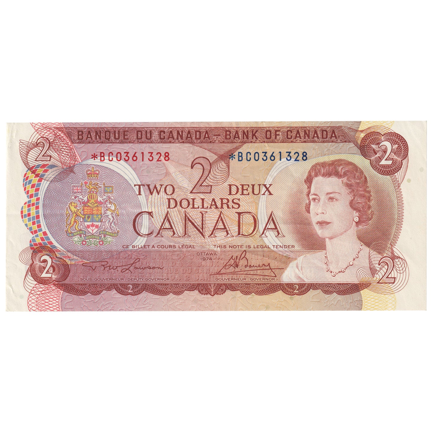 BC-47aA 1974 Canada $2 Lawson-Bouey, *BC Below 0.5M, AU