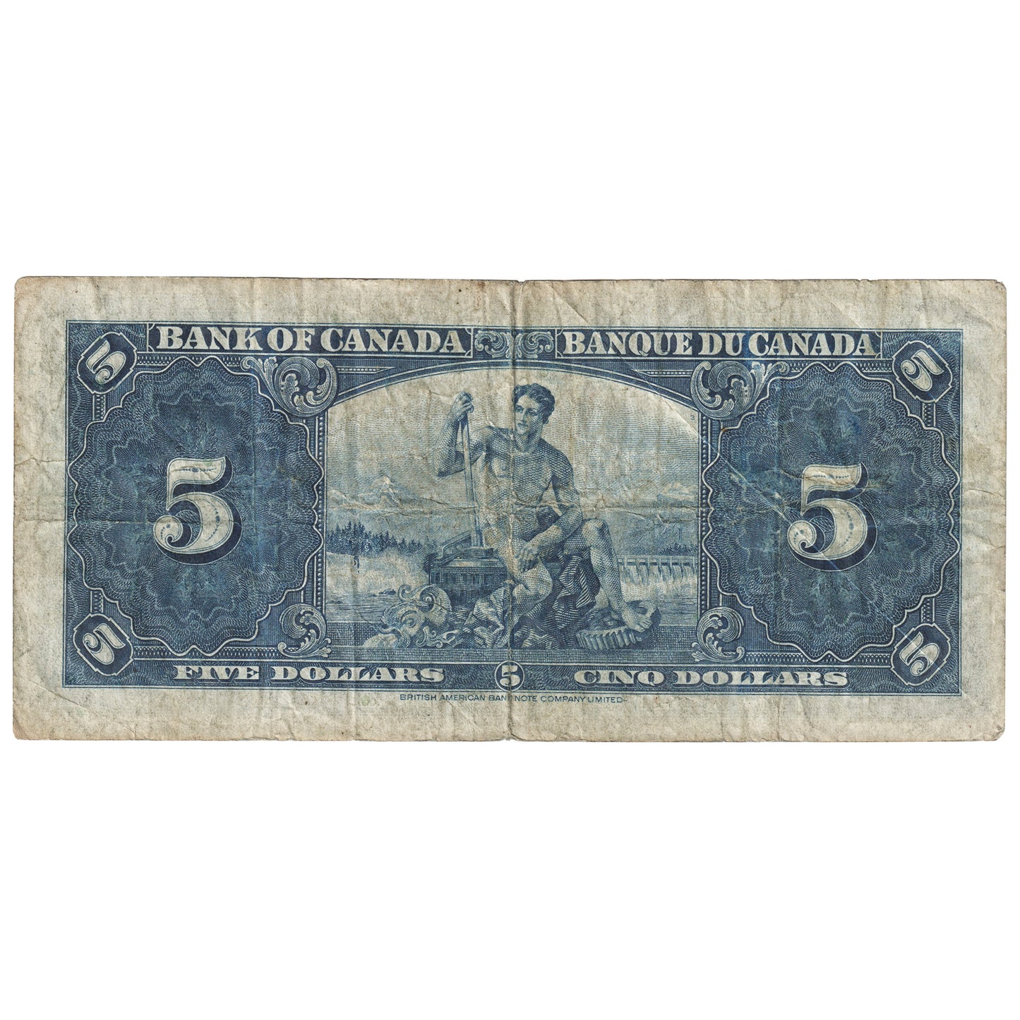 BC-23b 1937 Canada $5 Gordon-Towers, U/C, Fine (F12)