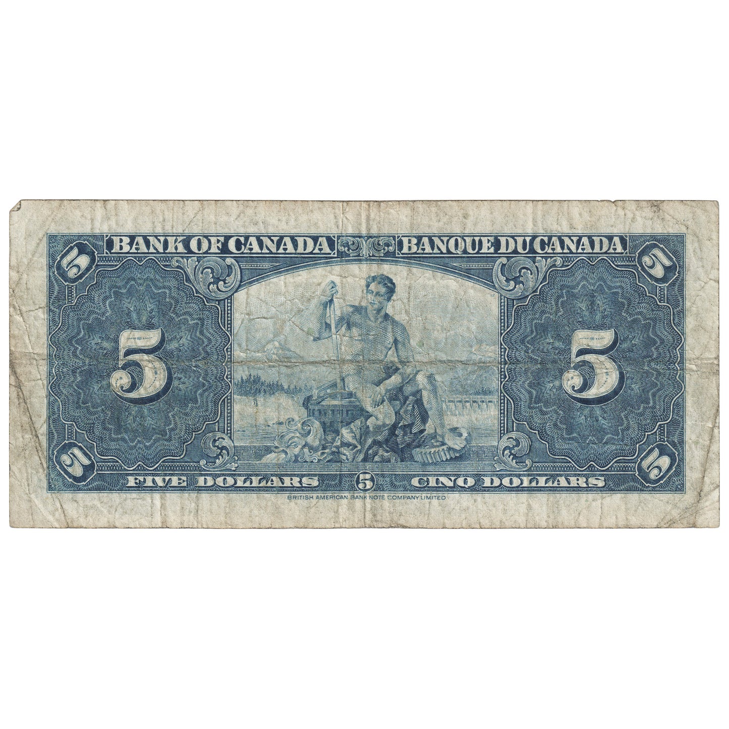 BC-23c 1937 Canada $5 Coyne-Towers, Z/C, VG-F
