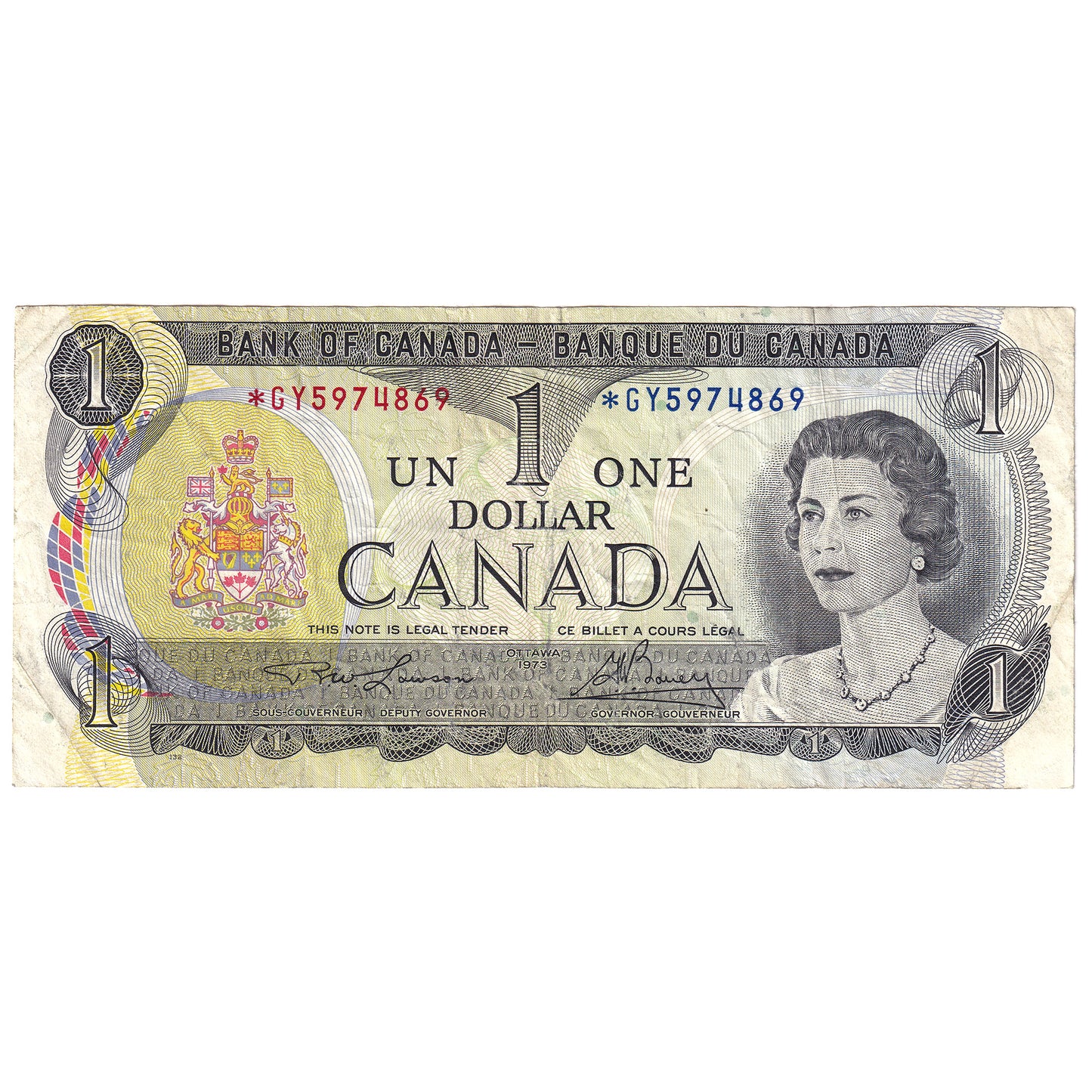 BC-46aA 1973 Canada $1 Lawson-Bouey, *GY, VF