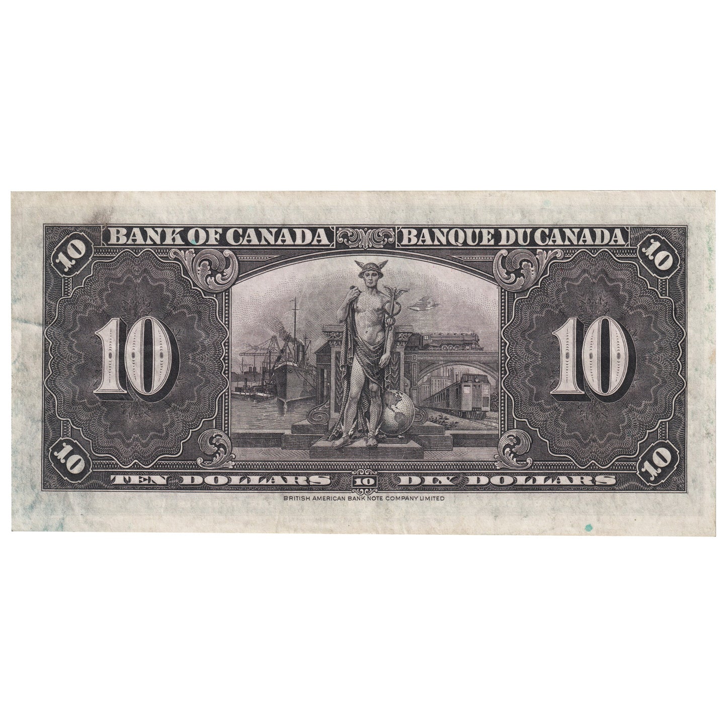 BC-24b 1937 Canada $10 Gordon-Towers, H/D, Almost Uncirculated (AU50)