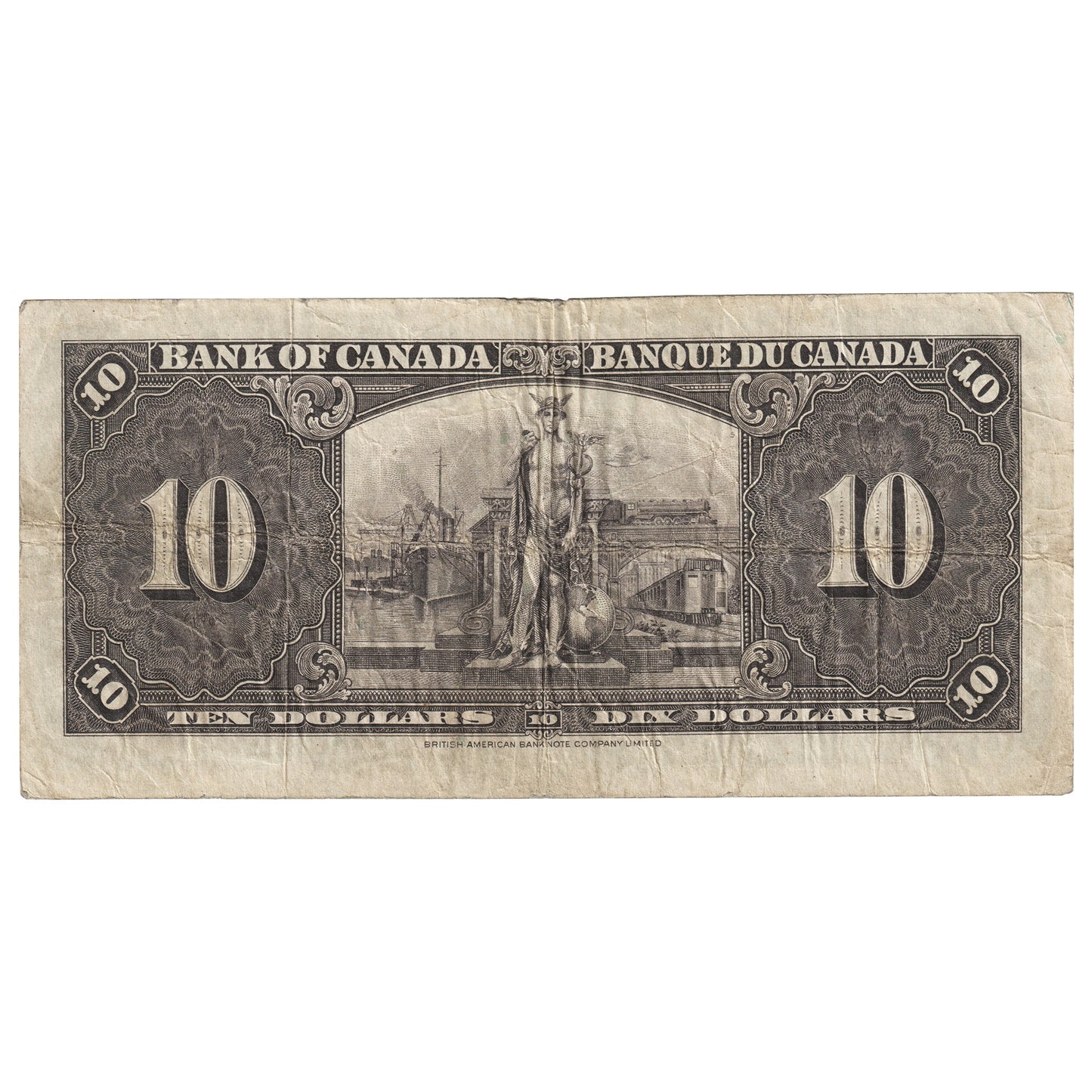 BC-24b 1937 Canada $10 Gordon-Towers, O/D, VG-F