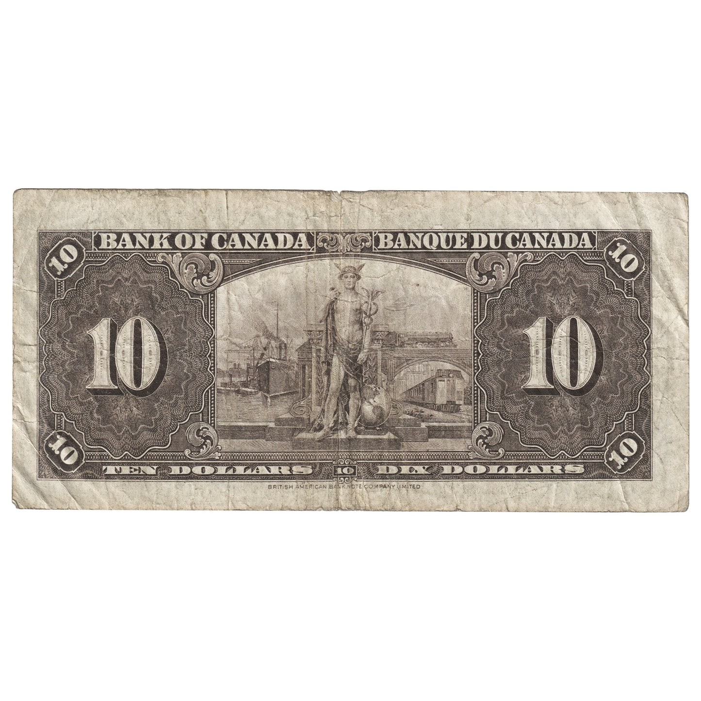 BC-24c 1937 Canada $10 Coyne-Towers, L/T, Very Good (VG8)