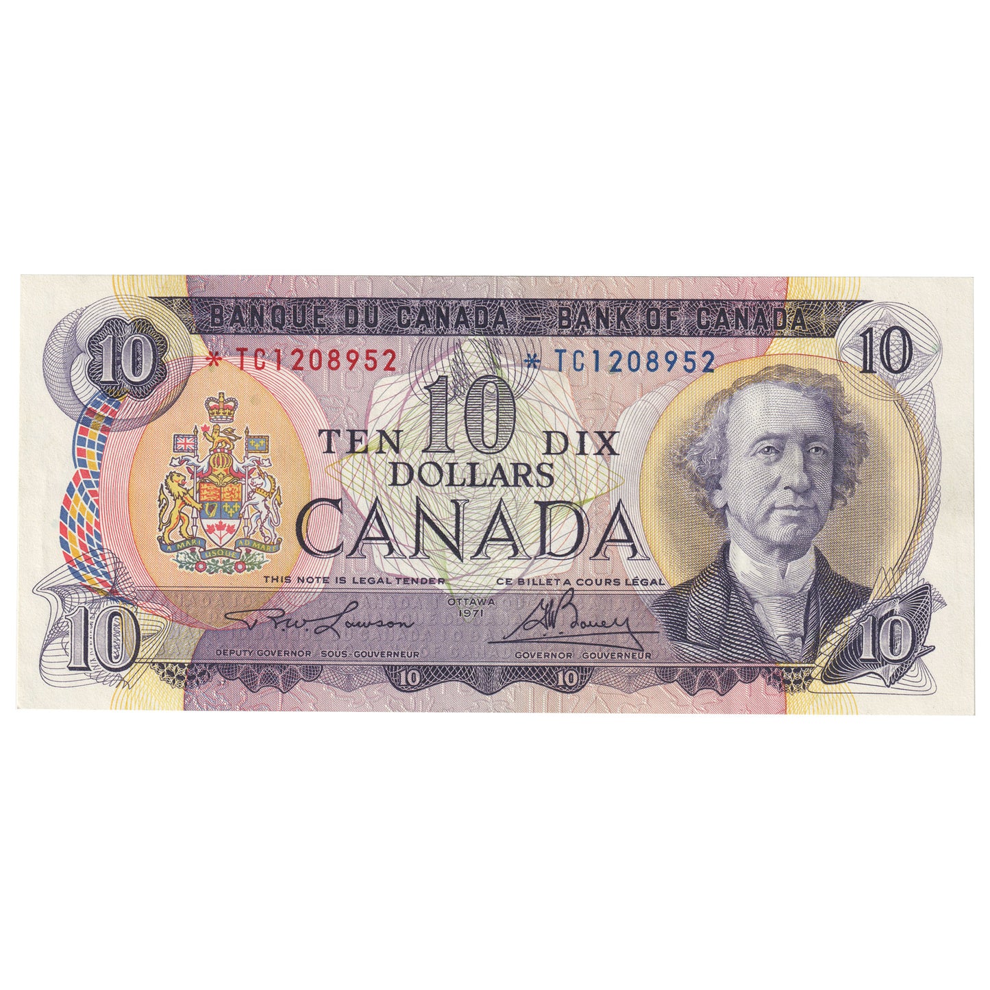 BC-49cA 1971 Canada $10 Lawson-Bouey, *TC, EF