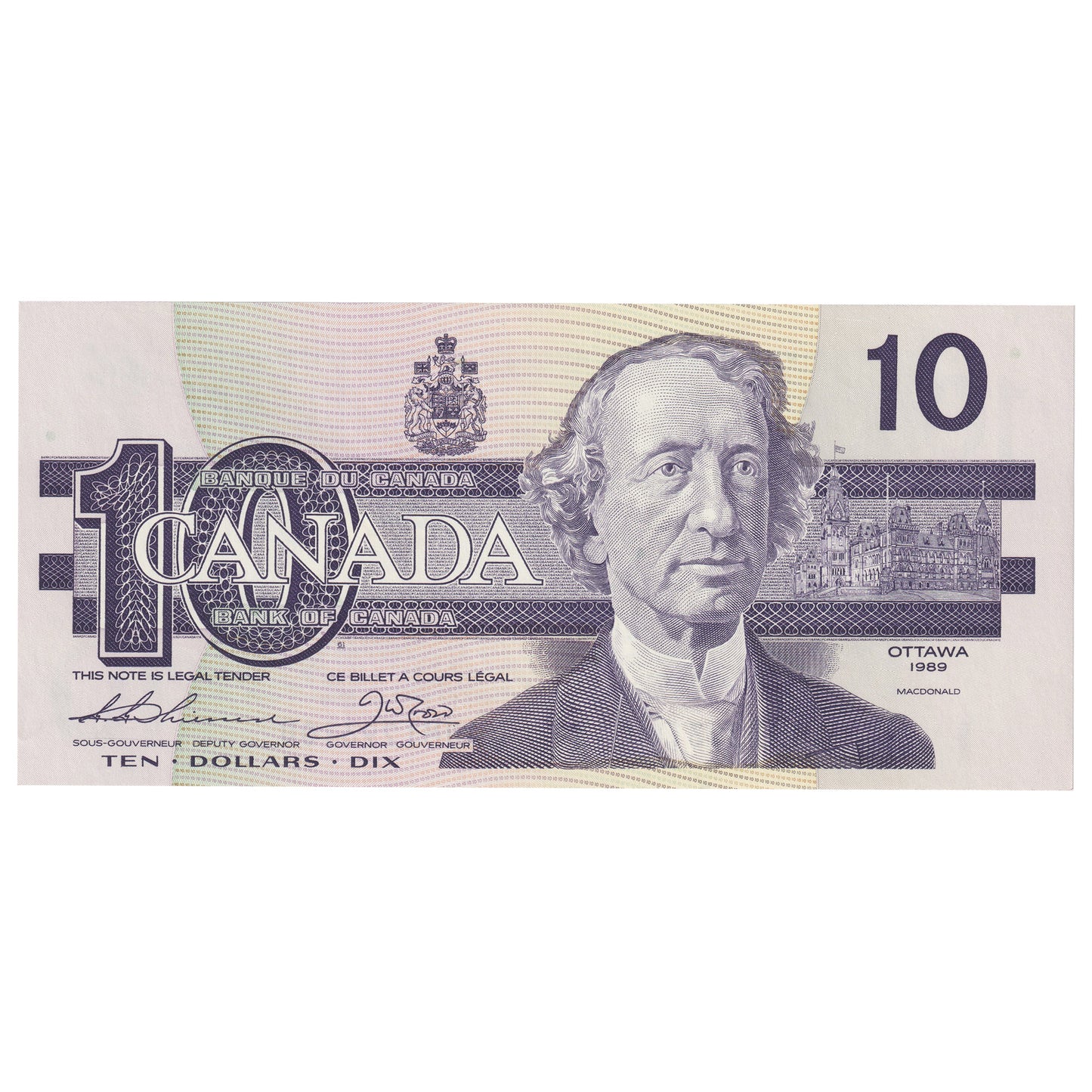 BC-57a 1989 Canada $10 Thiessen-Crow, ADM, Uncirculated (MS60)