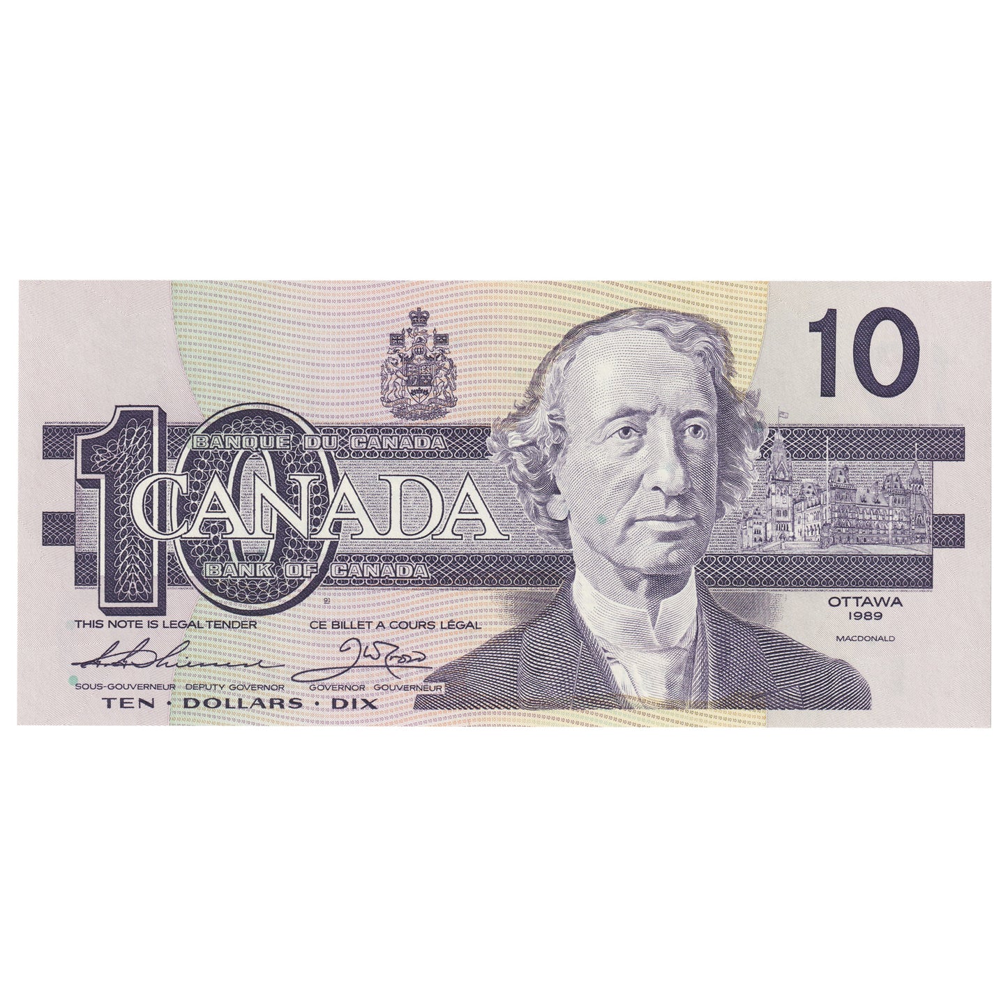 BC-57a 1989 Canada $10 Thiessen-Crow, AED, CUNC