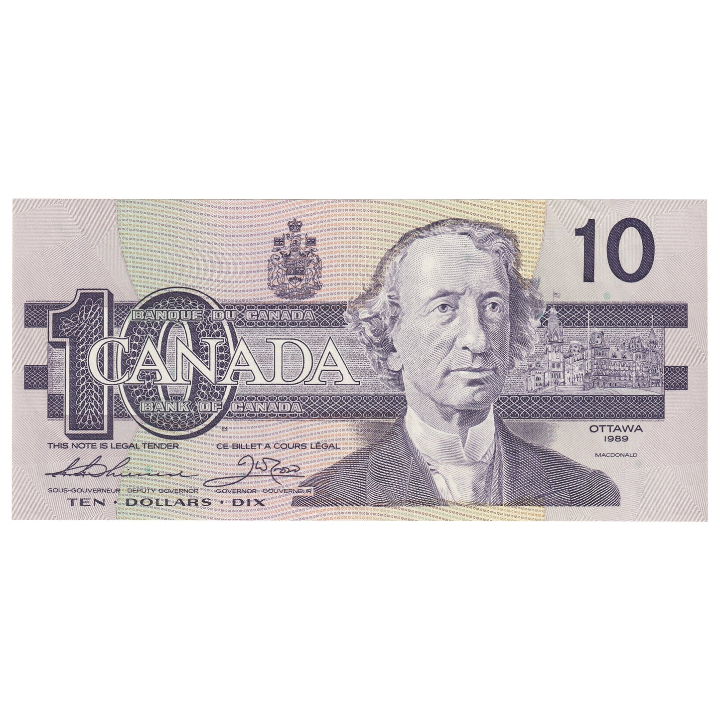 BC-57a 1989 Canada $10 Thiessen-Crow, AEG, AU-UNC