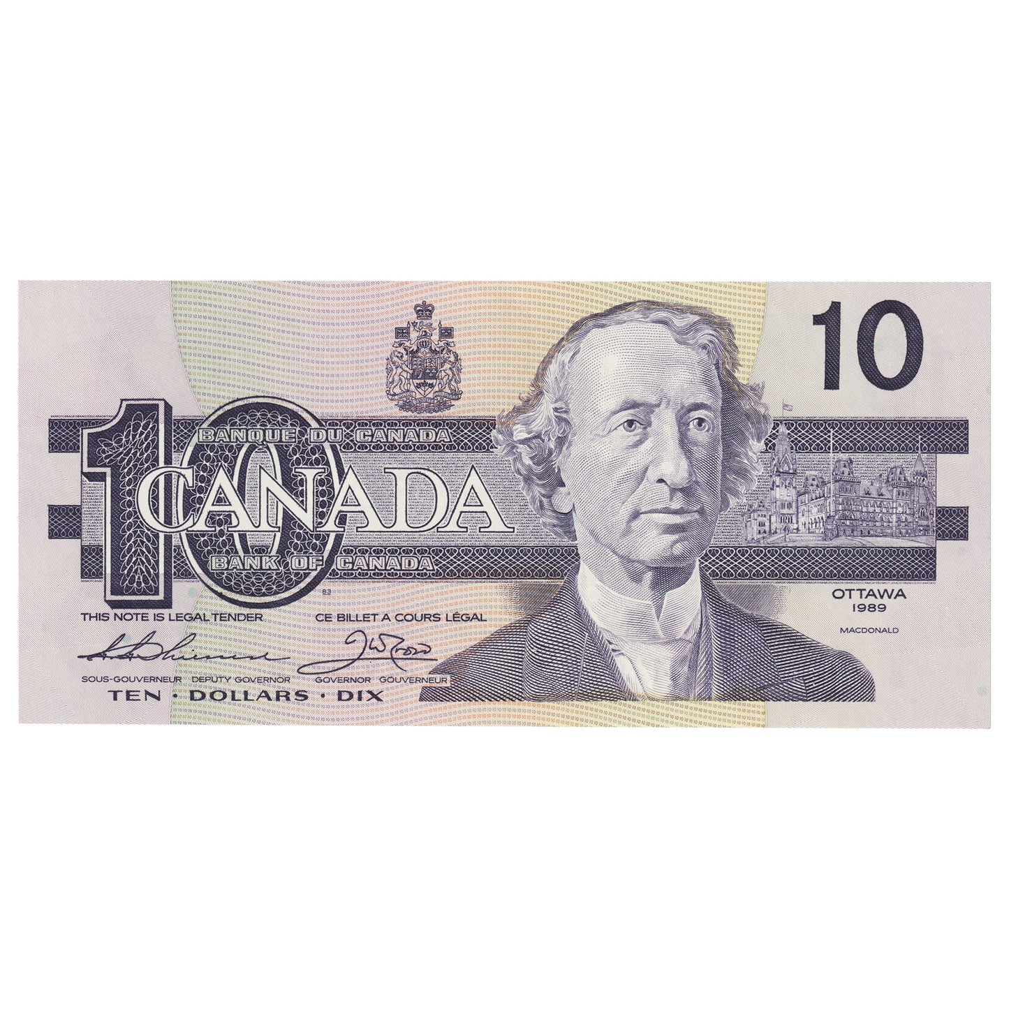 BC-57a 1989 Canada $10 Thiessen-Crow, ATJ, AU-UNC