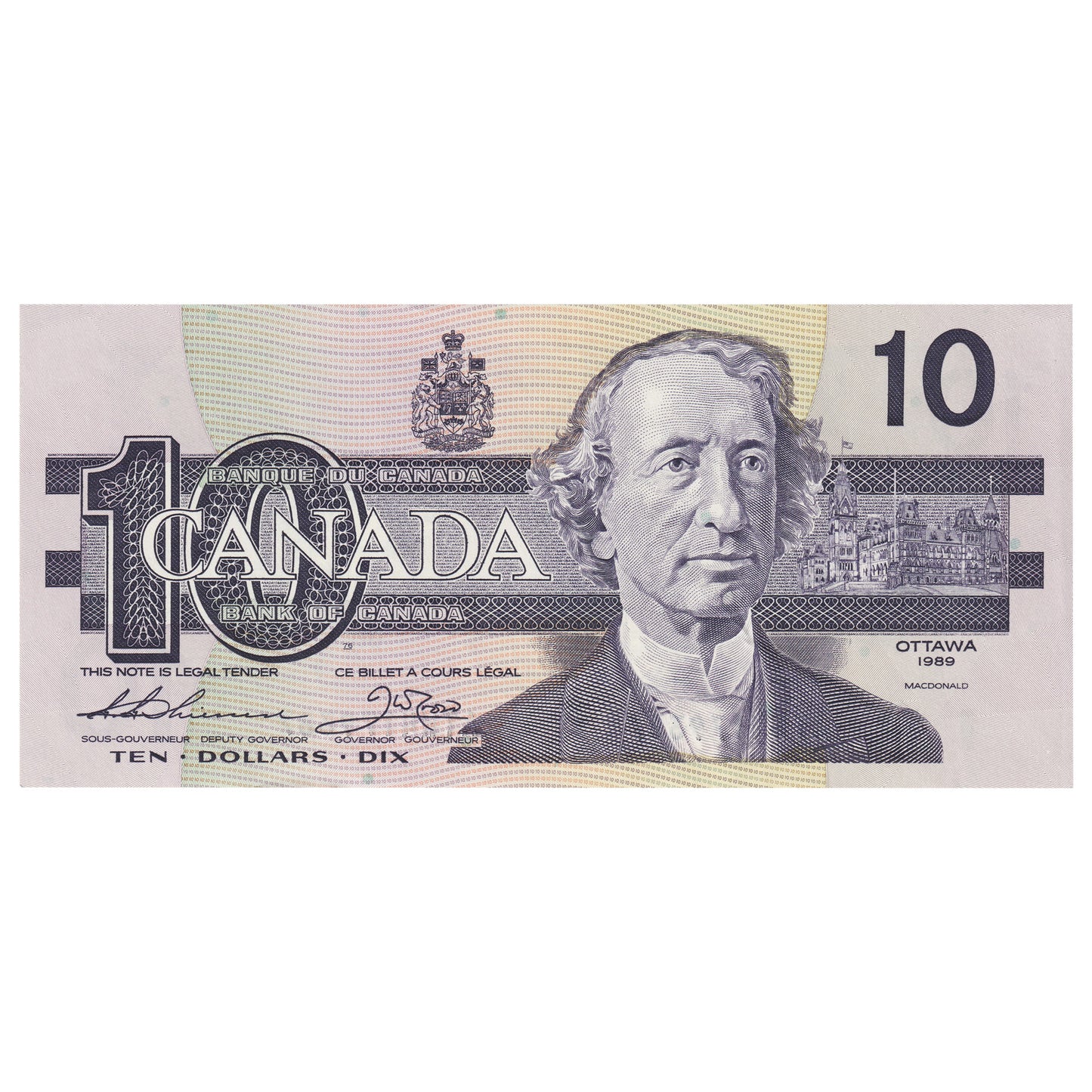 BC-57a 1989 Canada $10 Thiessen-Crow, ATW, AU-UNC