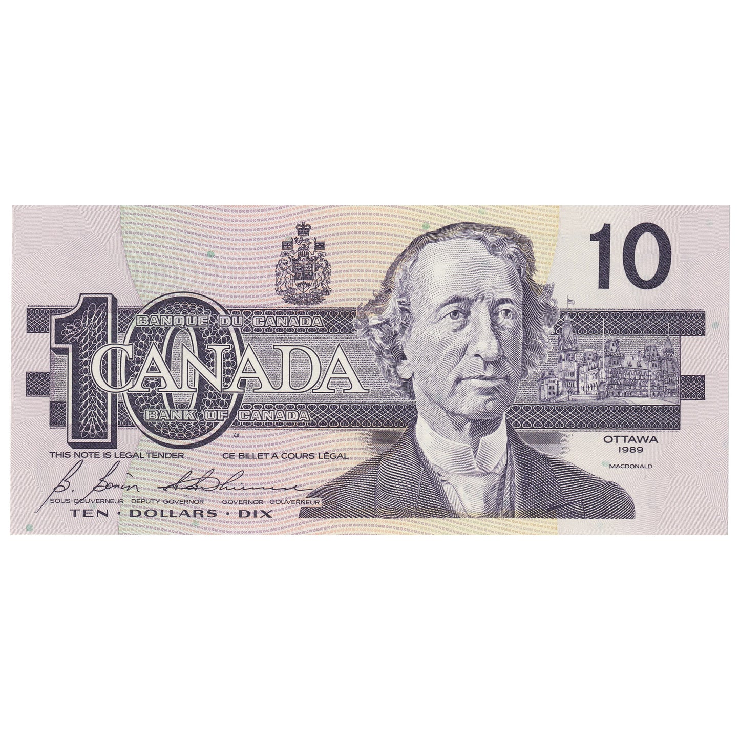 BC-57b 1989 Canada $10 Bonin-Thiessen, BDY, AU-UNC (AU55)