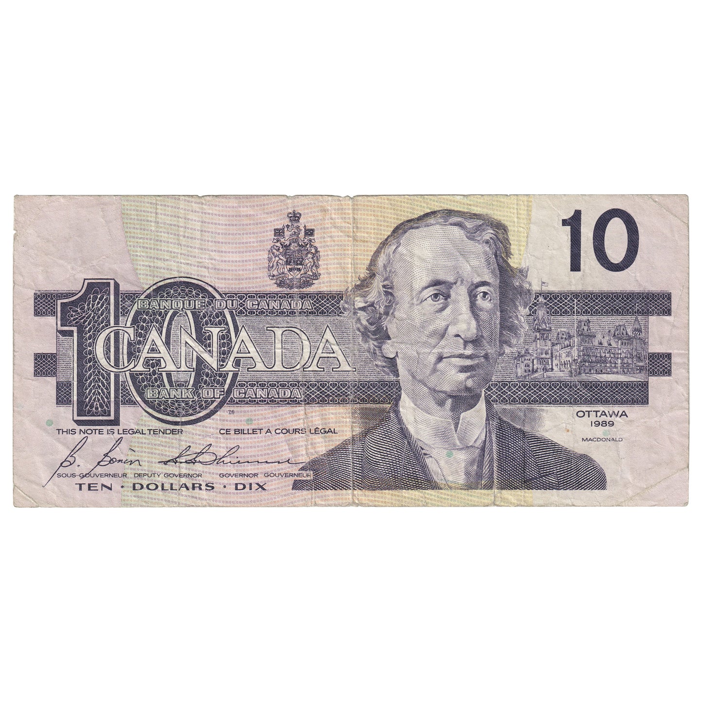 BC-57bA 1989 Canada $10 Bonin-Thiessen, ATX, Circulated