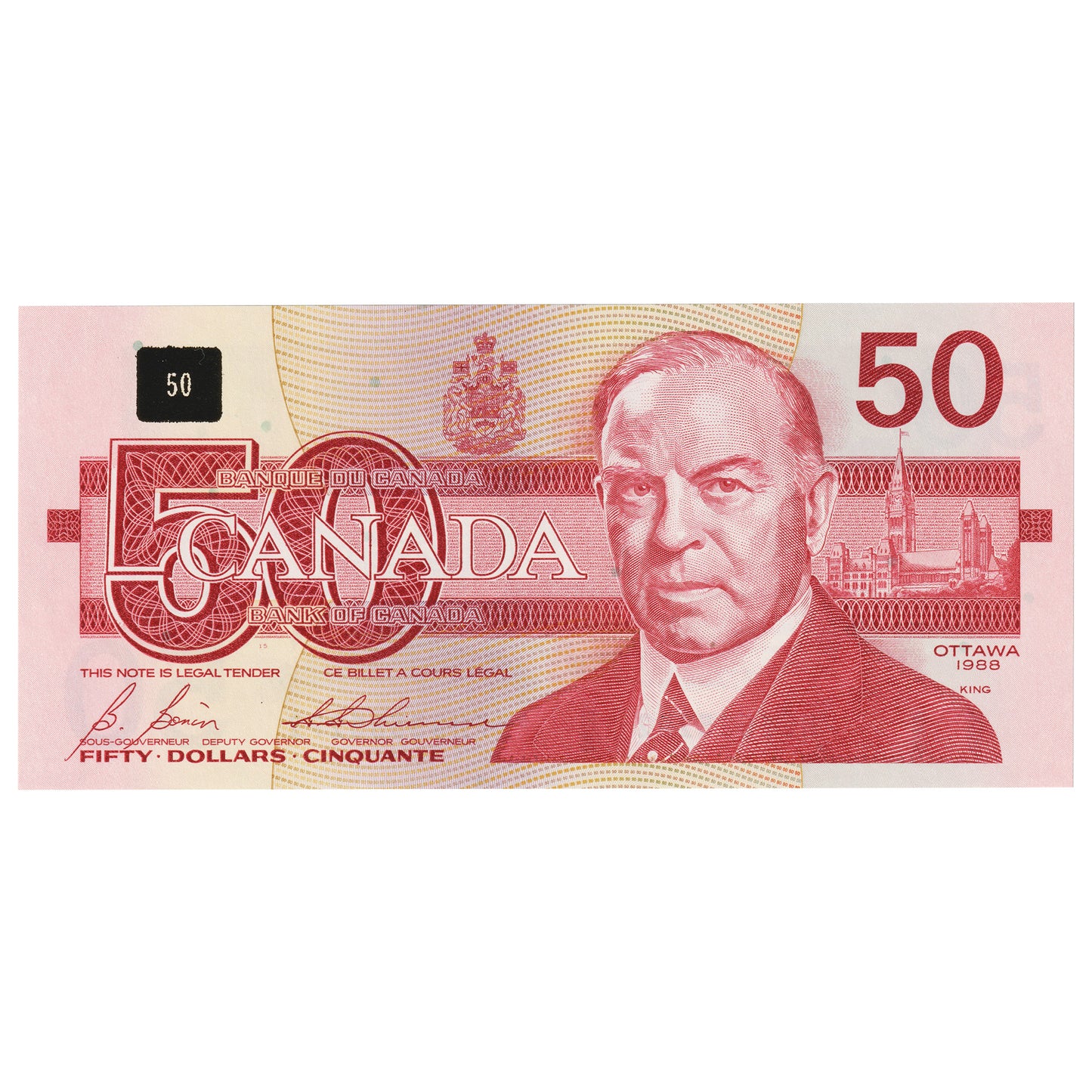 BC-59b 1988 Canada $50 Bonin-Thiessen, FHS, Choice Uncirculated (CUNC63)